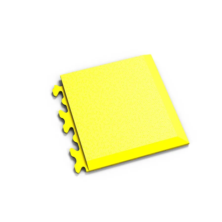 Žlutý plastový (PVC) rohový nájezd "typ D" Fortelock Invisible (hadí kůže) - délka 14,5 cm, šířka 14,5 cm, výška 0,67 cm