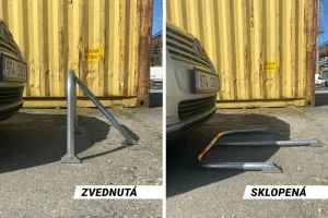 Ocelová sklopná parkovací zábrana - šířka 68 cm, výška 50 cm