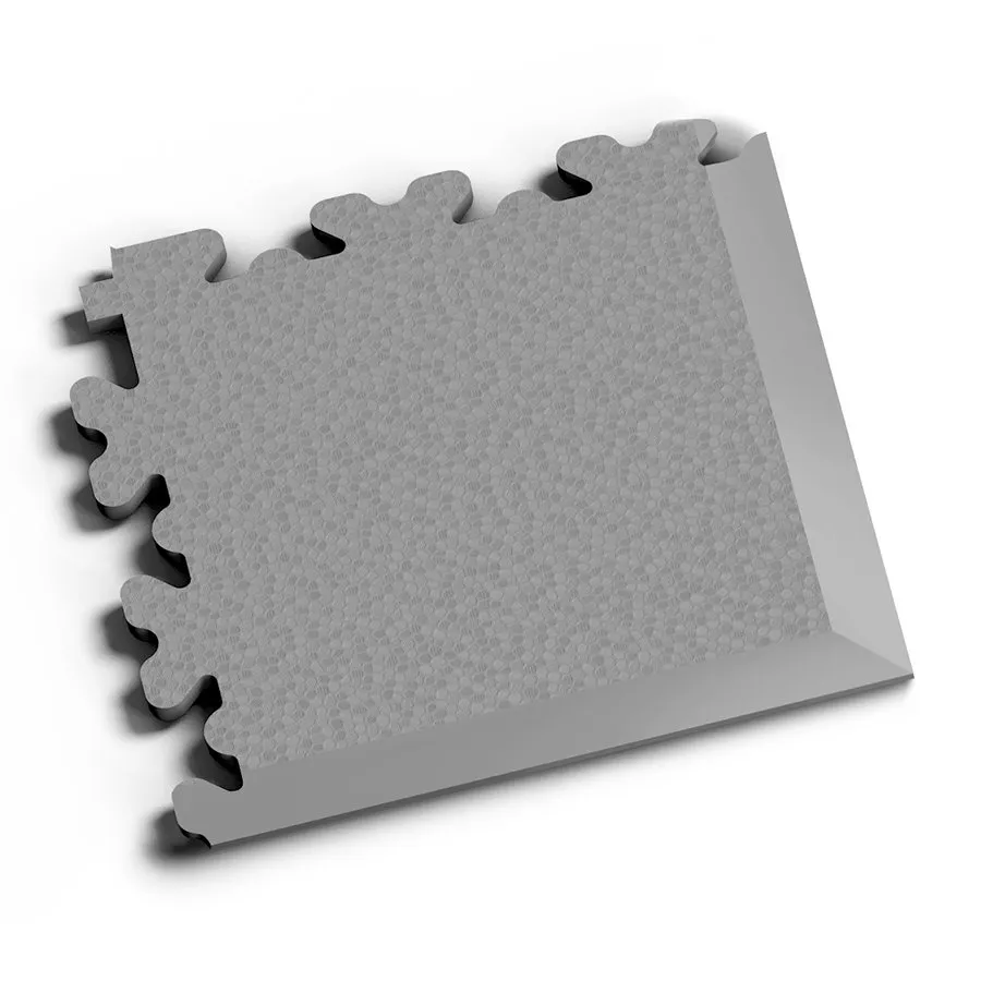 Šedý plastový (PVC) zátěžový rohový nájezd Fortelock XL (hadí kůže) - délka 14,5 cm, šířka 14,5 cm, výška 0,4 cm