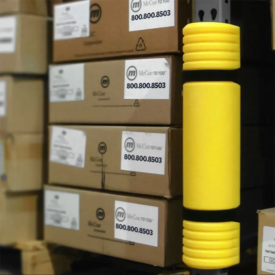 Žlutá plastová ochrana regálů (chránič) pro stojiny regálů 60-85 mm McCue - šířka 12,6 cm, výška 55 cm