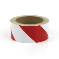 Bílo-červená levá reflexní výstražná páska - délka 15 m, šířka 5 cm