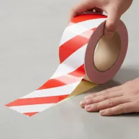 Bílo-červená levá reflexní výstražná páska - délka 15 m, šířka 10 cm