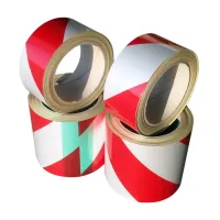 Bílo-červená levá reflexní výstražná páska - délka 15 m, šířka 10 cm