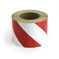 Bílo-červená levá reflexní výstražná páska - délka 45 m, šířka 10 cm