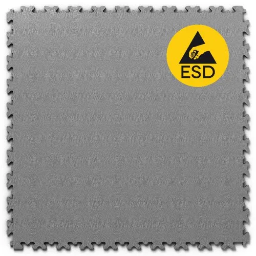 Šedá plastová (PVC) zátěžová dlažba Fortelock Industry ESD (kůže) - délka 51 cm, šířka 51 cm, výška 0,7 cm