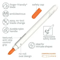 Bílý plastový přesný nůž SLICE - délka 15,6 cm, šířka 1,3 cm, výška 1,3 cm