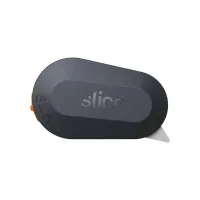 Černo-oranžový plastový malý bezpečnostní polohovatelný nůž na krabice SLICE - délka 6,2 cm, šířka 3,8 cm, výška 1,2 cm