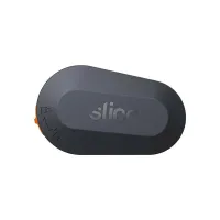 Černo-oranžový plastový malý bezpečnostní polohovatelný nůž na krabice SLICE - délka 6,2 cm, šířka 3,8 cm, výška 1,2 cm