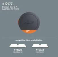 Černo-oranžový plastový malý samozatahovací nůž na krabice SLICE - délka 9 cm, šířka 9 cm, výška 2,5 cm