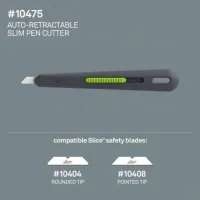 Černo-zelený plastový samozatahovací nůž na krabice SLICE - délka 13,9 cm, šířka 2,2 cm, výška 1,1 cm