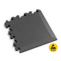 Grafitový plastový (PVC) rohový nájezd Fortelock Industry ESD (kůže) - délka 14,5 cm, šířka 14,5 cm, výška 0,7 cm
