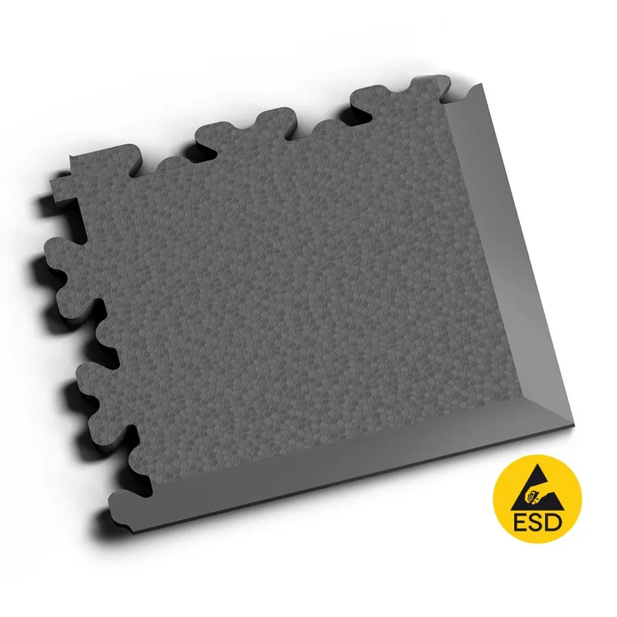 Grafitový plastový (PVC) rohový nájezd Fortelock XL ESD (hadí kůže) - délka 14,5 cm, šířka 14,5 cm, výška 0,4 cm