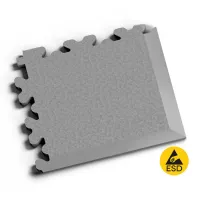 Šedý plastový (PVC) rohový nájezd Fortelock XL ESD (hadí kůže) - délka 14,5 cm, šířka 14,5 cm, výška 0,4 cm