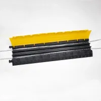 Černo-žlutý plastový kabelový most s transparentním víkem (2x30x35, 1x35x35) DEFENDER MINI LUX - délka 105 cm, šířka 29 cm, výška 5 cm