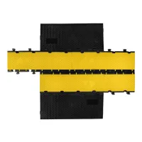 Černo-žlutý plastový modulární kabelový most s víkem (5x34,5x38,6) DEFENDER MIDI 5 2D - délka 100 cm, šířka 32,5 cm, výška 5,4 cm