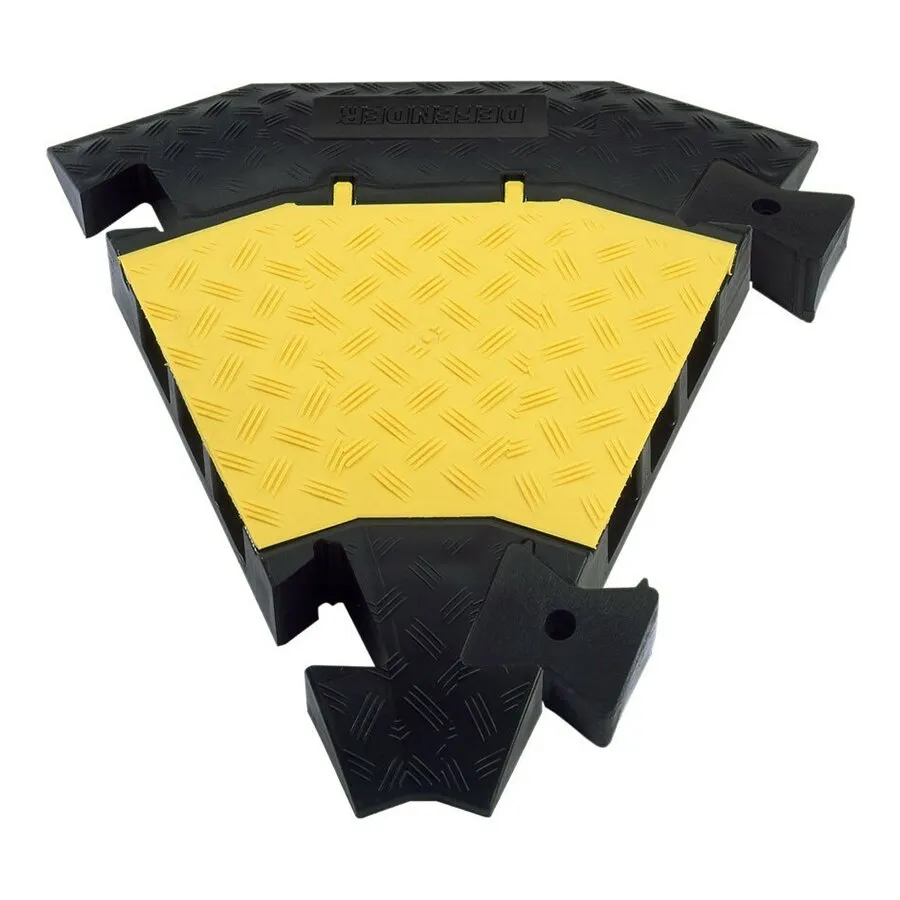 Černo-žlutý plastový rohový kabelový most s víkem (2x30x35, 1x35x35) DEFENDER 3 - šířka 60 cm, výška 7,3 cm