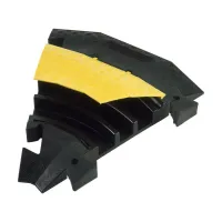Černo-žlutý plastový rohový kabelový most s víkem (2x30x35, 1x35x35) DEFENDER 3 - šířka 60 cm, výška 7,3 cm
