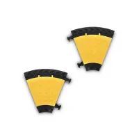 Černo-žlutý plastový rohový kabelový most s víkem "pravá zatáčka" (2x30x35, 1x35x35) DEFENDER MINI - šířka 29 cm, výška 5 cm