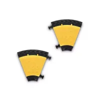 Černo-žlutý plastový rohový kabelový most s víkem "levá zatáčka" (2x30x35, 1x35x35) DEFENDER MINI - šířka 29 cm, výška 5 cm