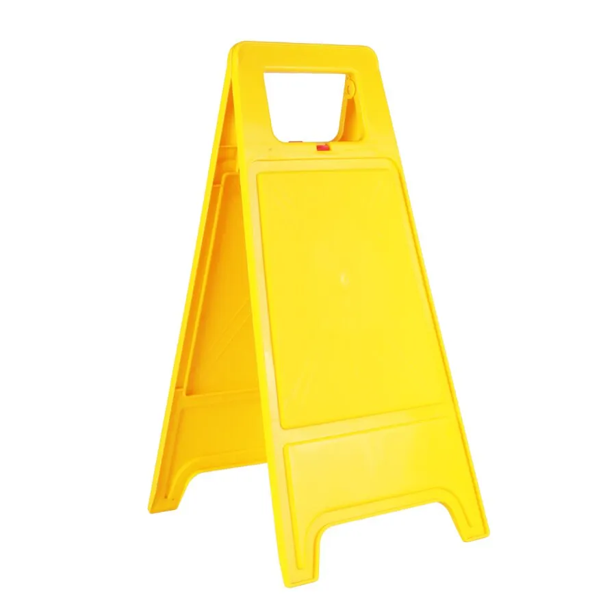 Žlutý plastový výstražný stojan bez potisku - šířka 30 cm, výška 61,5 cm