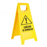 Žlutý plastový výstražný stojan "Pozor! Zařízení se opravuje" - šířka 30 cm, výška 61,5 cm Žlutý plastový výstražný stojan "Pozor! Zařízení se opravuje" - šířka 30 cm, výška 61,5 cm