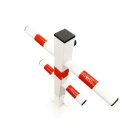 Bílo-červený ocelový skládací parkovací sloupek Hedgehog - šířka 47,5 cm, výška 61 cm