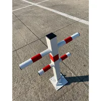 Bílo-červený ocelový skládací parkovací sloupek Hedgehog - šířka 47,5 cm, výška 61 cm