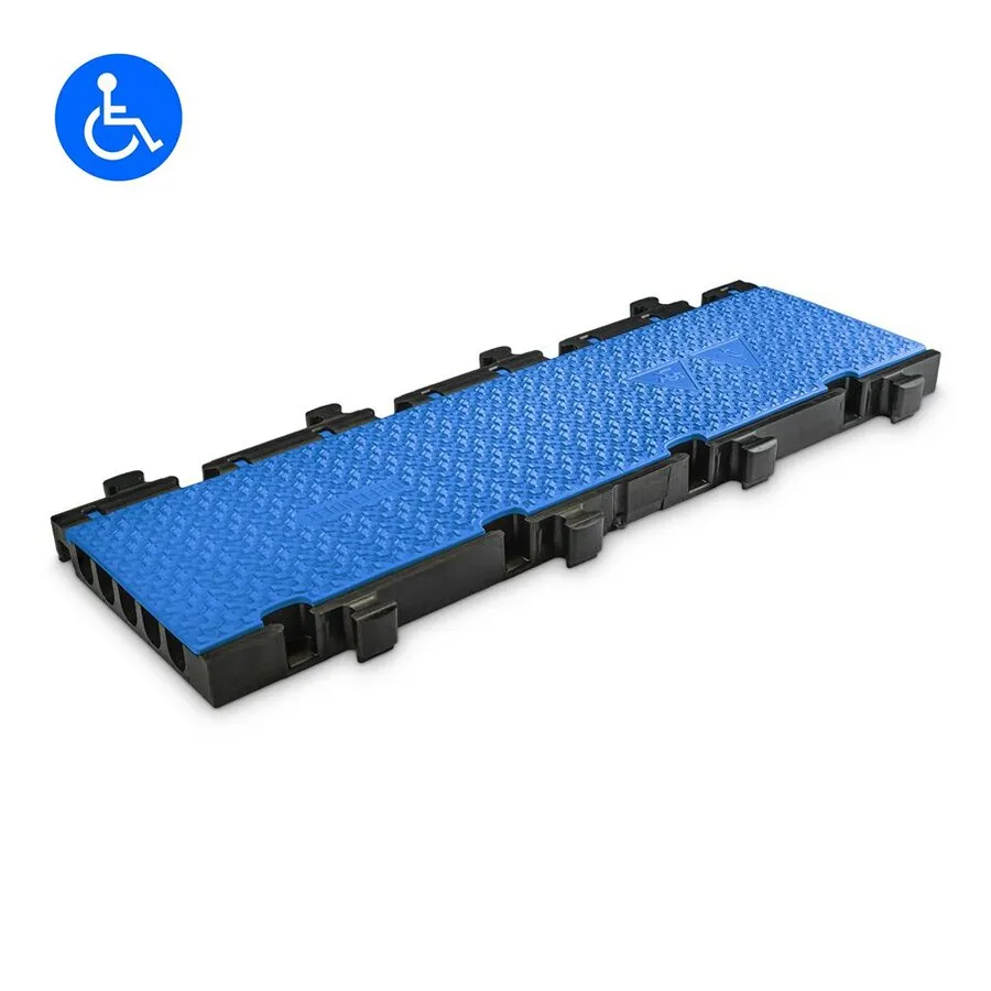 Černo-modrý plastový modulární kabelový most s víkem (5x34,5x38,6) DEFENDER MIDI 5 2D - délka 100 cm, šířka 32,5 cm, výška 5,4 cm