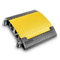 Černo-žlutý plastový kabelový most s transparentním víkem (2x33x50, 2x113x120) DEFENDER Ultra L LUX - délka 70 cm, šířka 78,3 cm, výška 13,9 cm