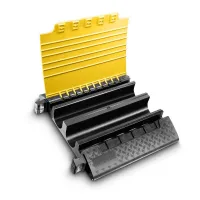 Černo-žlutý plastový kabelový most s transparentním víkem (2x33x50, 2x113x120) DEFENDER Ultra L LUX - délka 70 cm, šířka 78,3 cm, výška 13,9 cm