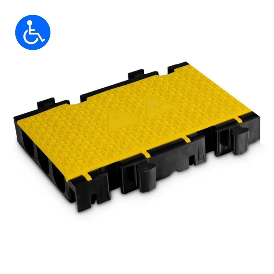 Černo-žlutý plastový kabelový most s víkem (1x45x50, 2x49x52) DEFENDER 3 2D HV - délka 50 cm, délka 39,5 cm, výška 7,3 cm