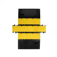 Černo-žlutý plastový modulární kabelový most s víkem (5x34,5x38,6) DEFENDER MIDI 5 2D HV - délka 50 cm, šířka 32,5 cm, výška 5,4 cm