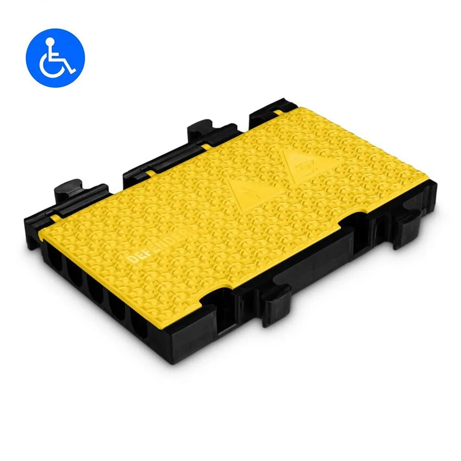 Černo-žlutý plastový modulární kabelový most s víkem (5x34,5x38,6) DEFENDER MIDI 5 2D HV - délka 50 cm, šířka 32,5 cm, výška 5,4 cm