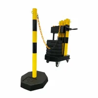 Bílo-červený ocelový gumový sloupek (sada) M - průměr 6 cm, výška 100 cm