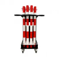 Bílo-červený ocelový gumový sloupek (sada) M - průměr 6 cm, výška 100 cm