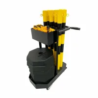 Bílo-červený ocelový gumový sloupek (sada) M - průměr 6 cm, výška 100 cm