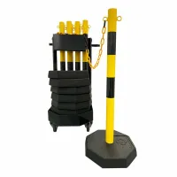 Bílo-červený ocelový gumový sloupek (sada) S - průměr 6 cm, výška 100 cm