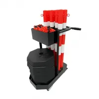 Bílo-červený ocelový gumový sloupek (sada) S - průměr 6 cm, výška 100 cm