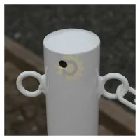 Bílo-červený ocelový gumový sloupek (6 x sloupek + patky, 5 x řetěz) - výška 100 cm