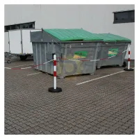 Bílo-červený ocelový gumový sloupek (6 x sloupek + patky, 5 x řetěz) - výška 100 cm