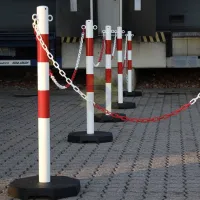 Bílo-červený ocelový gumový sloupek (sada) - výška 100 cm