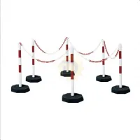 Bílo-červený ocelový gumový sloupek (sada) - výška 100 cm