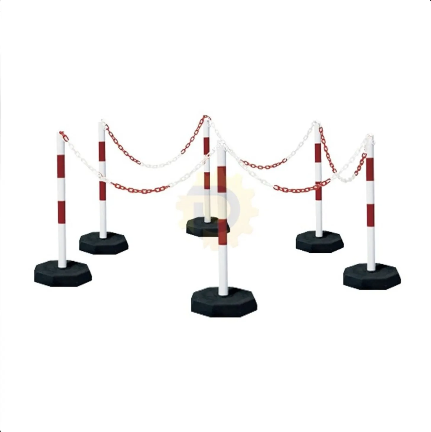 Bílo-červený ocelový gumový sloupek (sada) - výška 100 cm