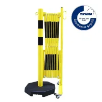 Černo-žlutá sloupková přenosná mobilní bariéra - délka 360 cm, výška 105 cm