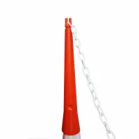 Oranžový plastový dopravní kužel s reflexním pruhem (sada) - průměr 11 cm, výška 140 cm