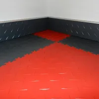 Červená plastová (PVC) zátěžová dlažba Fortelock Industry Ultra (kůže) - délka 51 cm, šířka 51 cm, výška 1 cm