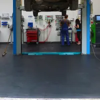 Modrá plastová (PVC) zátěžová dlažba Fortelock Industry Ultra (kůže) - délka 51 cm, šířka 51 cm, výška 1 cm