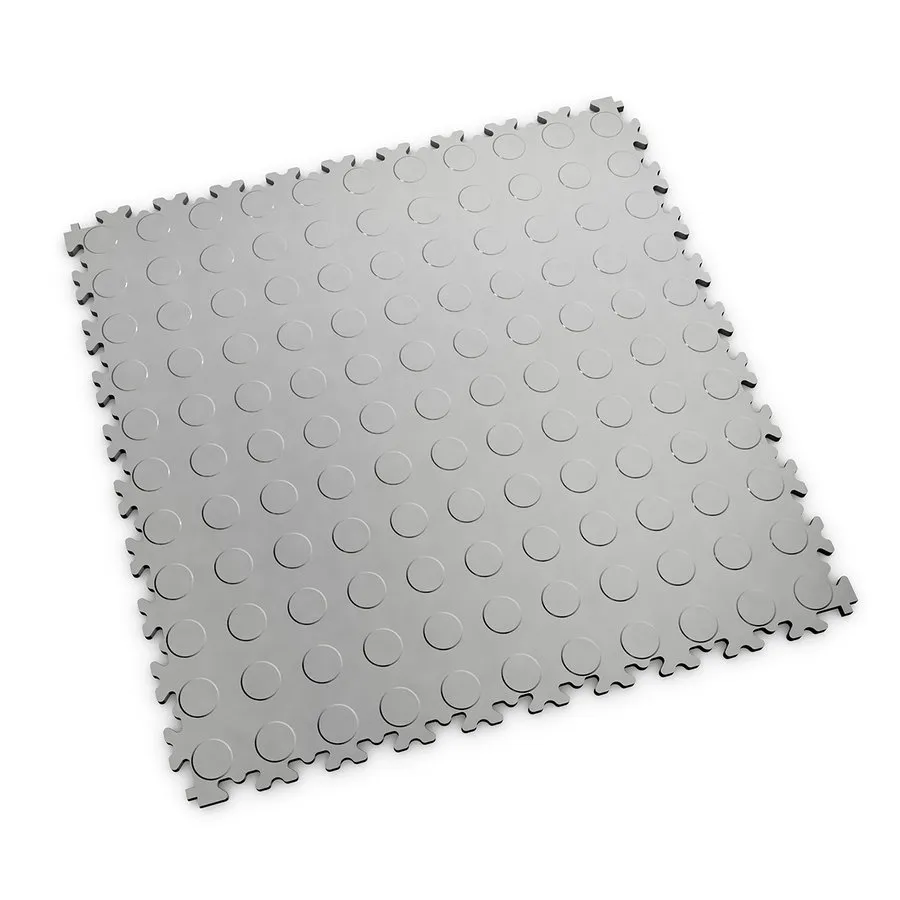 Šedá plastová (PVC) zátěžová dlažba Fortelock Industry Ultra (penízky) - délka 51 cm, šířka 51 cm, výška 1 cm