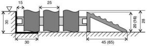 Hliníková gumová venkovní vstupní rohož FLOMA Alu Wave - délka 60 cm, šířka 90 cm, výška 2,8 cm