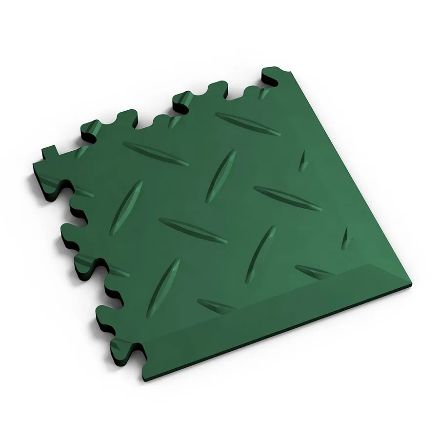 Zelený plastový (PVC) rohový nájezd Fortelock Industry Ultra (diamant) - délka 14 cm, šířka 14 cm, výška 1 cm